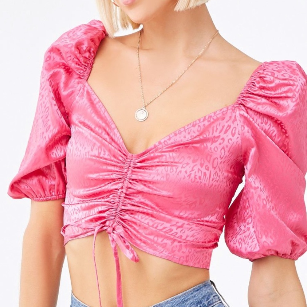 Pink Leopard Crop Top